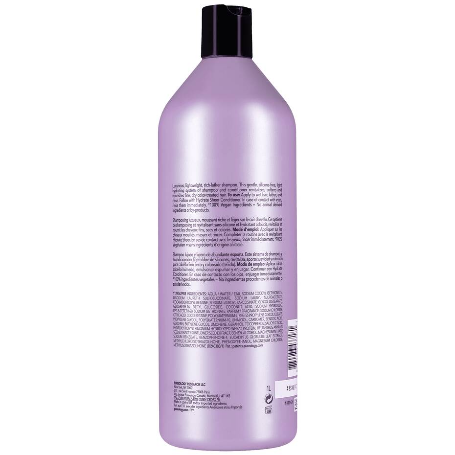 Hydrate Sheer Shampoo For Fine, Dry Color Treated Hair Pureology